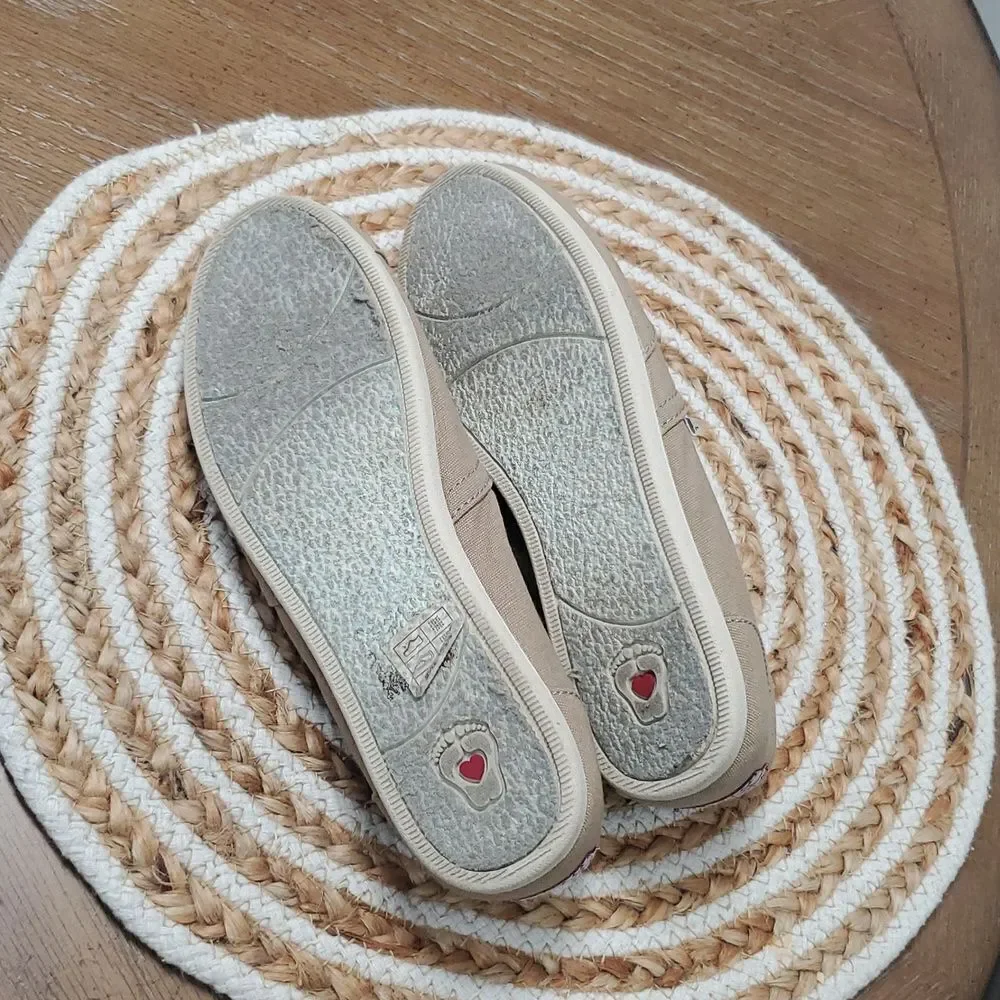 BOBS From Skechers Classic Taupe Canvas Slip On Shoes 7.5